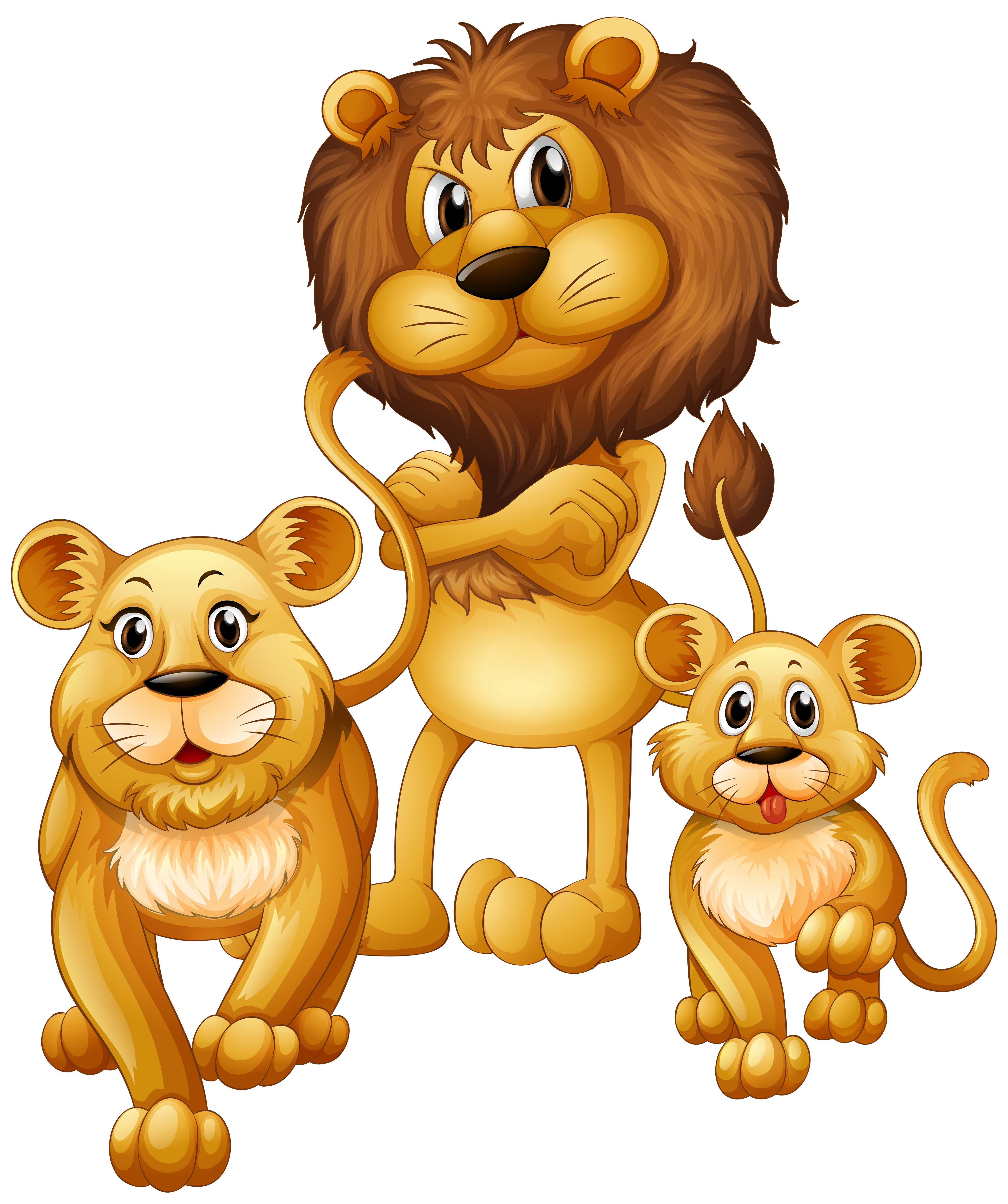 Download Lion family with one cub - Download Free Vectors, Clipart Graphics & Vector Art
