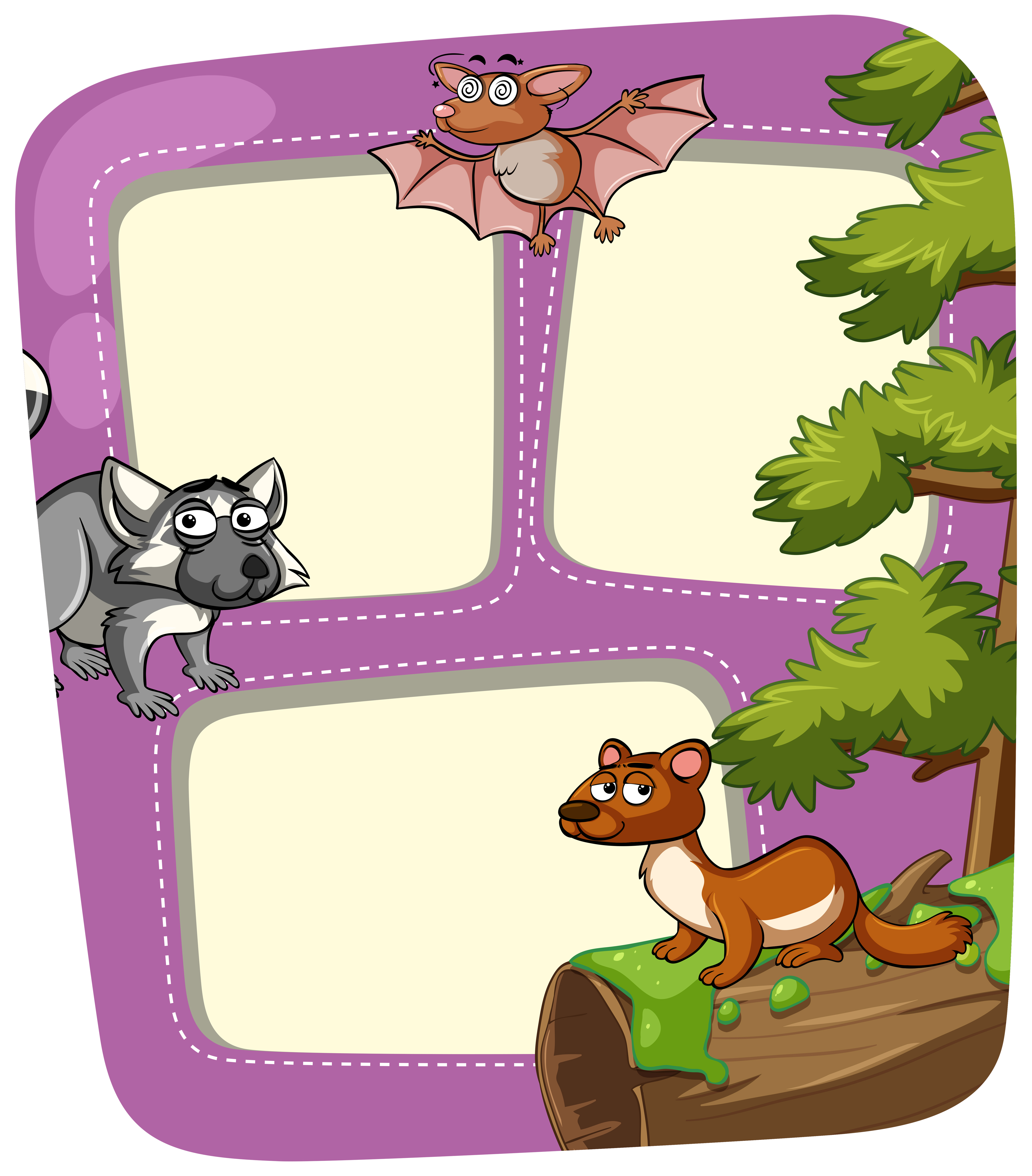 Download Border template with wild animals in forest - Download Free Vectors, Clipart Graphics & Vector Art