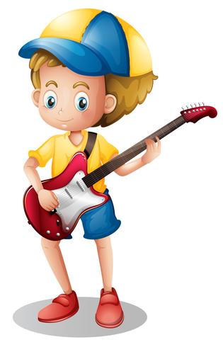 Boy playing electronic guitar vector