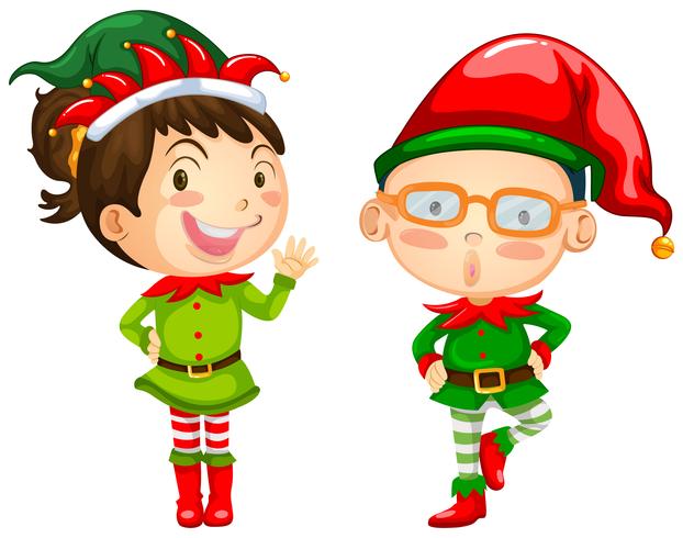 Christmas theme with two elves vector