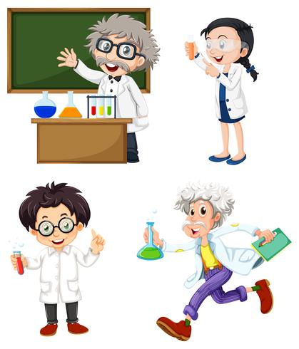 Four chemists vector