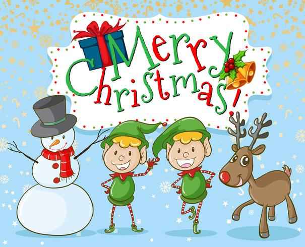 Christmas elf and snowman vector