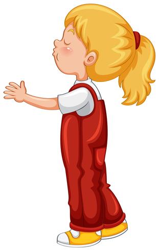 Little girl in red overall outfit vector