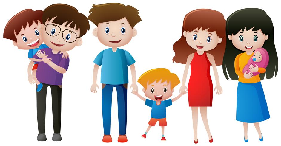 Family members with parents and kids 368344 Vector Art at Vecteezy