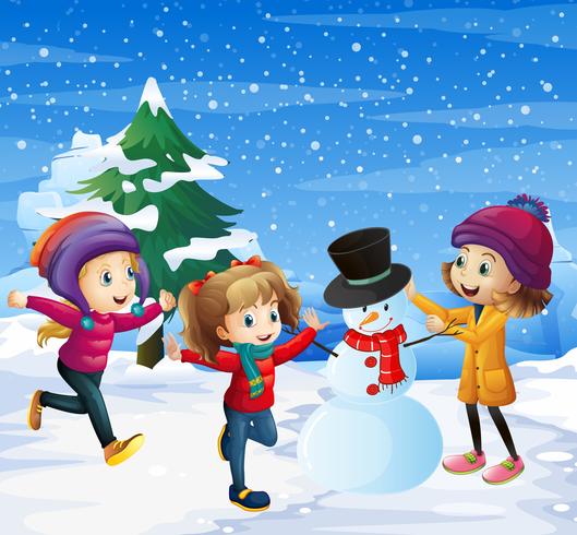 Download Children playing in the snow - Download Free Vectors ...