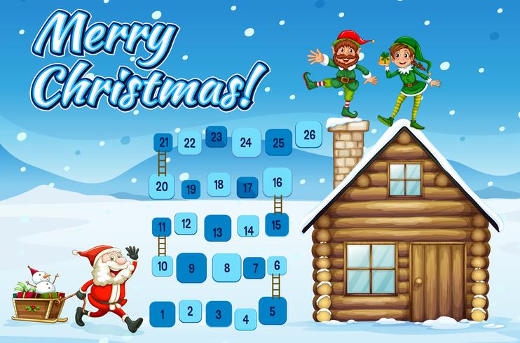 Boardgame template wtih Santa and elves vector