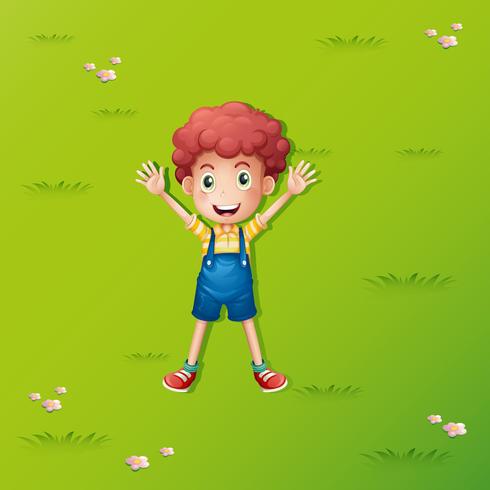 Little boy lying on the green grass vector