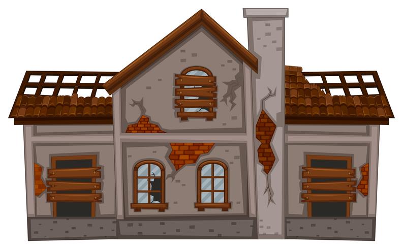 Old brick house in bad condition vector