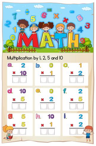 Mathematics Worksheet  Multiplication Number Chapter vector