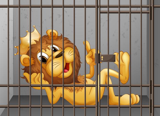 Lion being locked in the cage vector