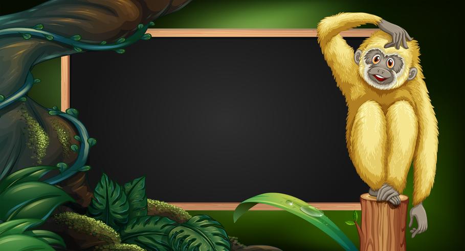 Border template with gibbon in the wood vector