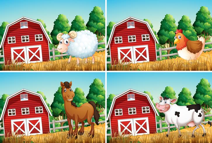 Set of animal in farm vector