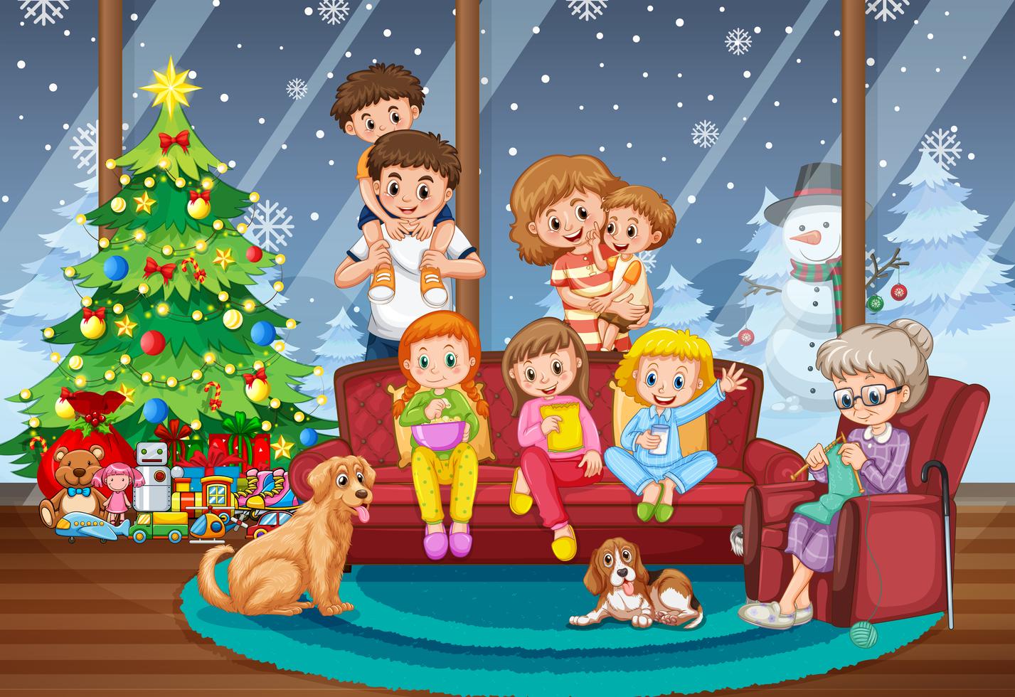 Family together on christmas scene 368493 Vector Art at Vecteezy