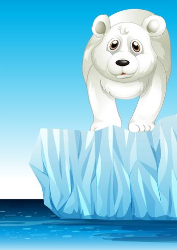 Oso polar de pie sobre el hielo vector