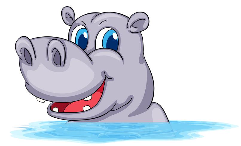 Hippo swimming in water vector