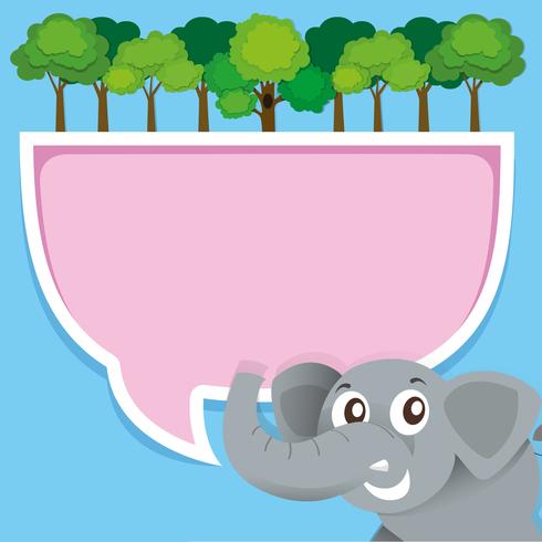 Diseño de frontera con elefante y selva. vector