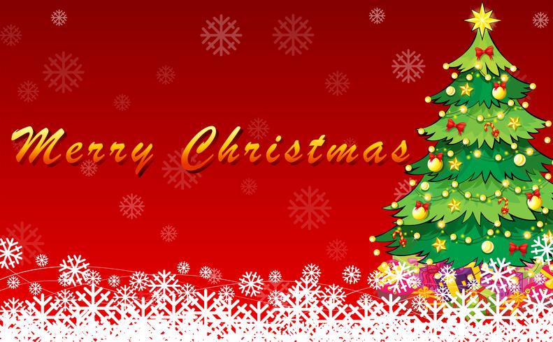 A christmas card design with a green christmas tree vector