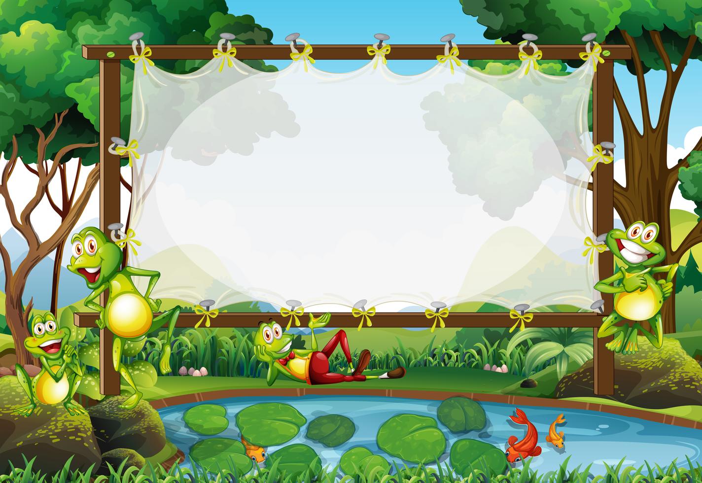 Rahmendesign mit Fröschen im Teich Download Kostenlos Vector, Clipart