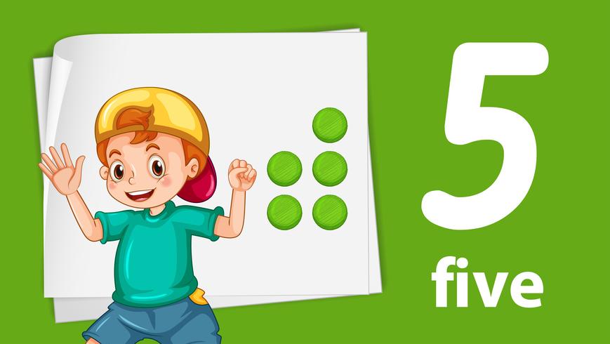 Boy with number five banner vector