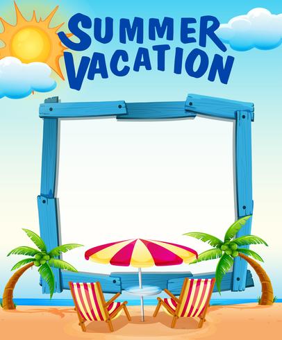 Frame template with summer vacation on the beach vector