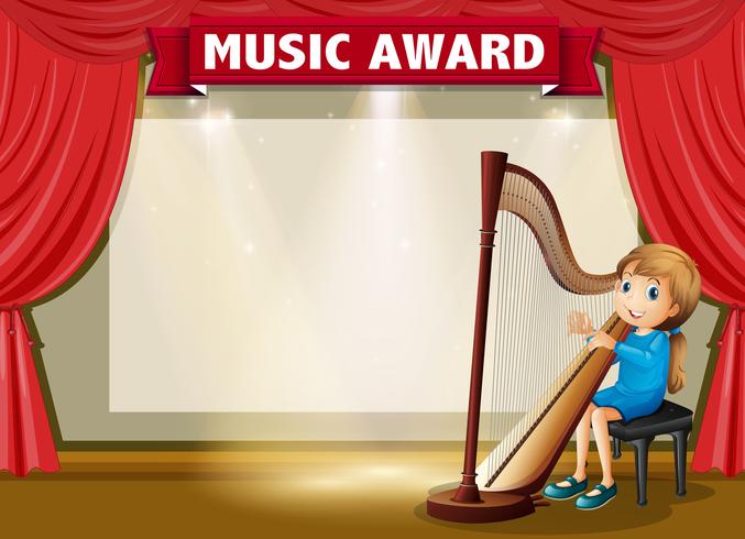 Certificate template for music award vector