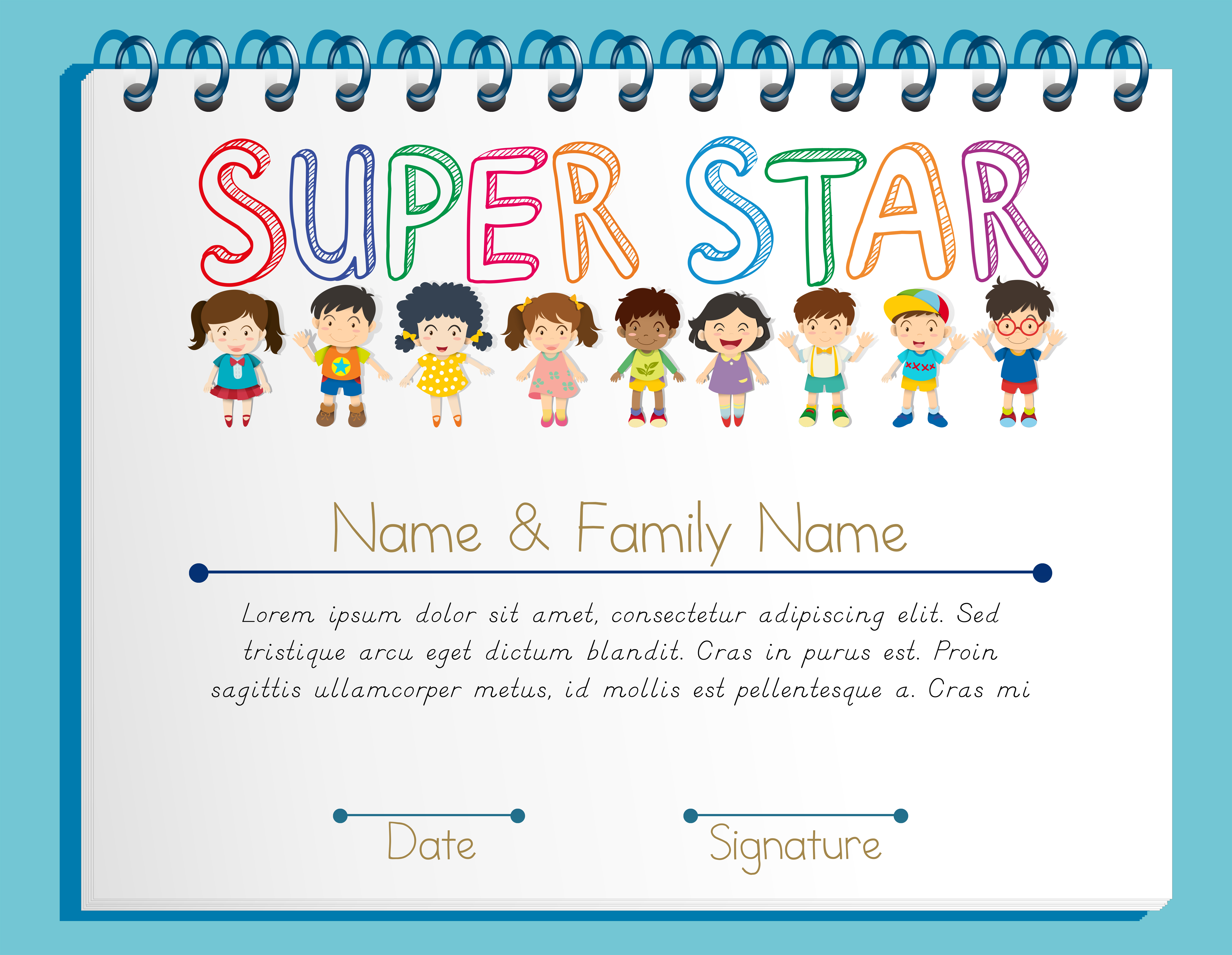 Certificate template for super star with many children 22 With Regard To Star Award Certificate Template