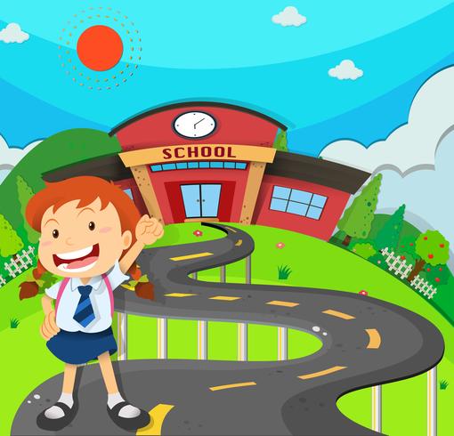 Girl going to school vector