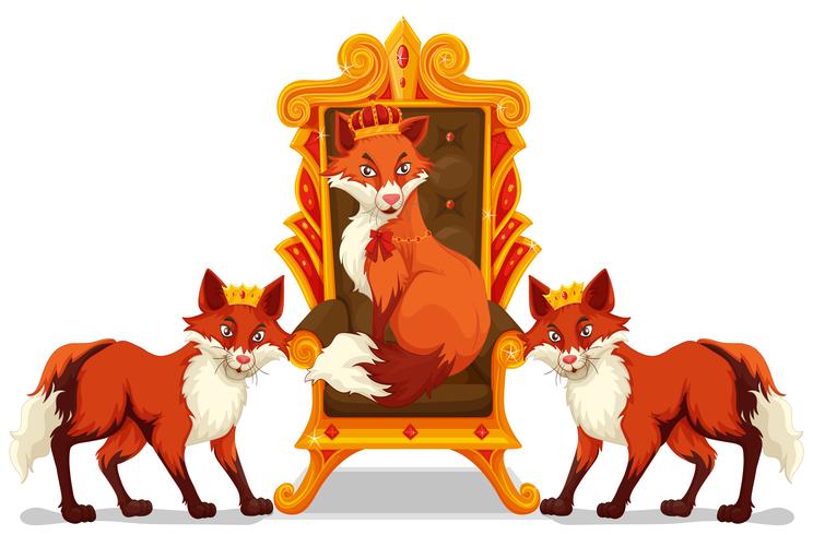 Foxes sitting on the throne vector