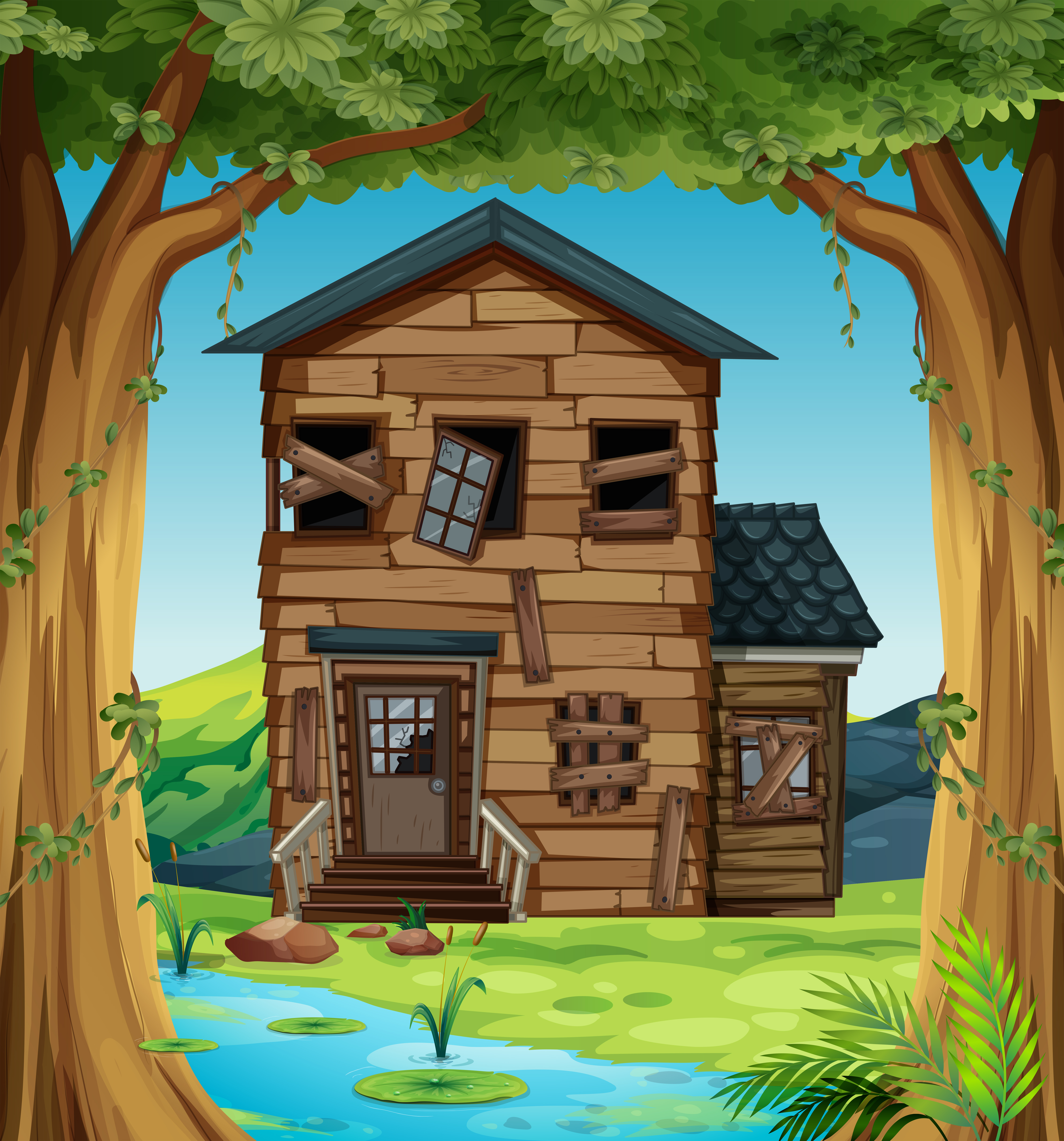 Download Ruined house in the woods - Download Free Vectors, Clipart ...
