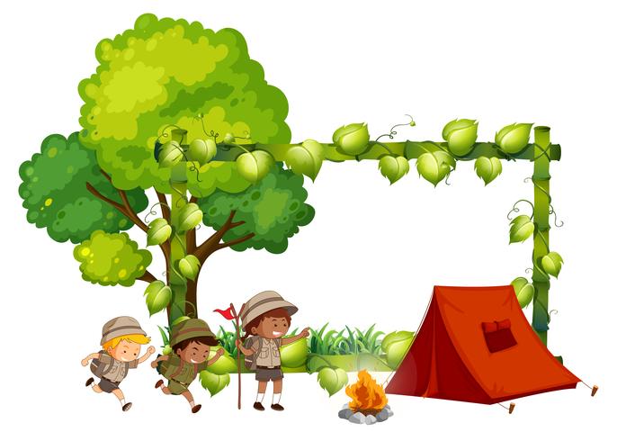 Plantilla de marco para niños de camping vector