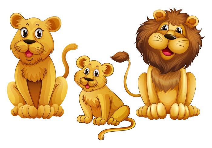 Lion family with one cub vector