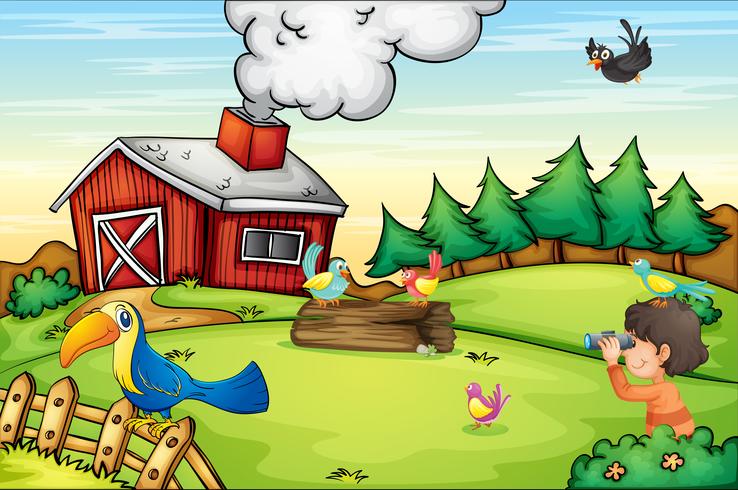 Farm scene vector