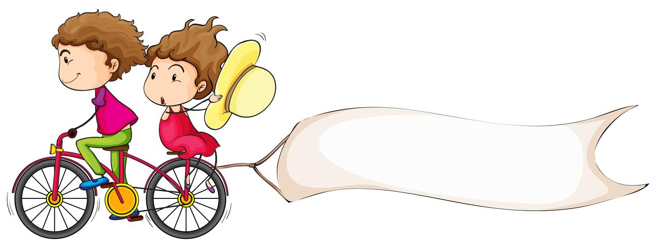 Banner template with people riding bike vector