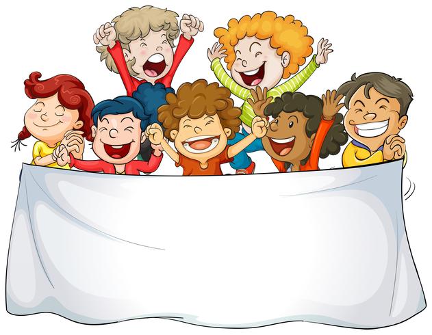 Banner template with happy kids  vector