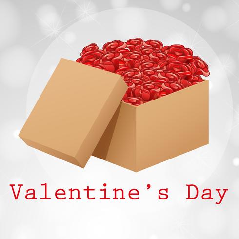 Velentine card template with box of roses