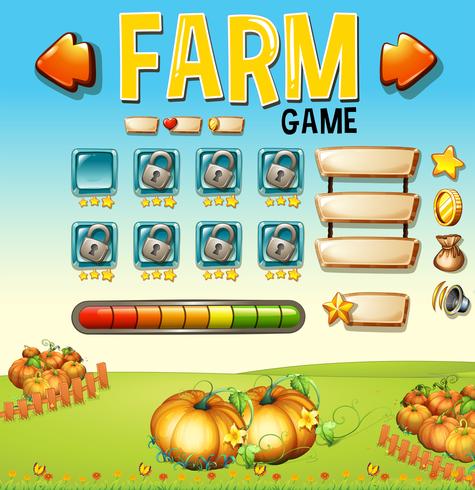 Game template with pumpking garden in background vector