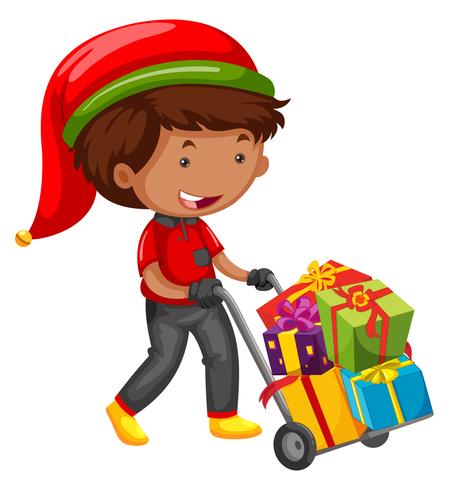 Hombre entregando regalos para navidad vector