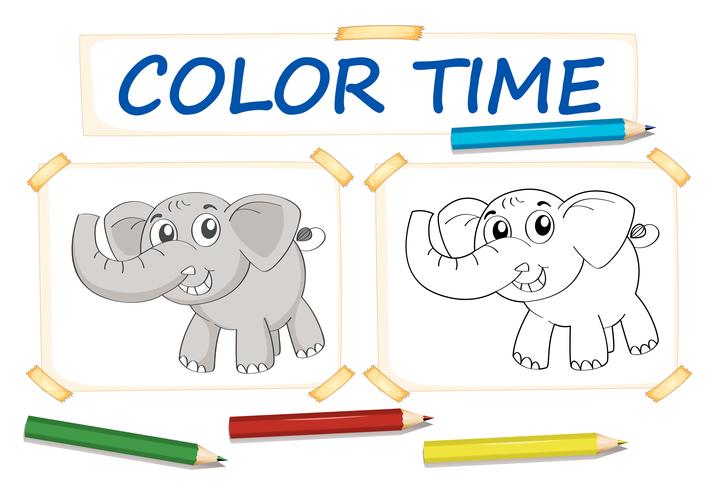 Color paper template with elephant vector