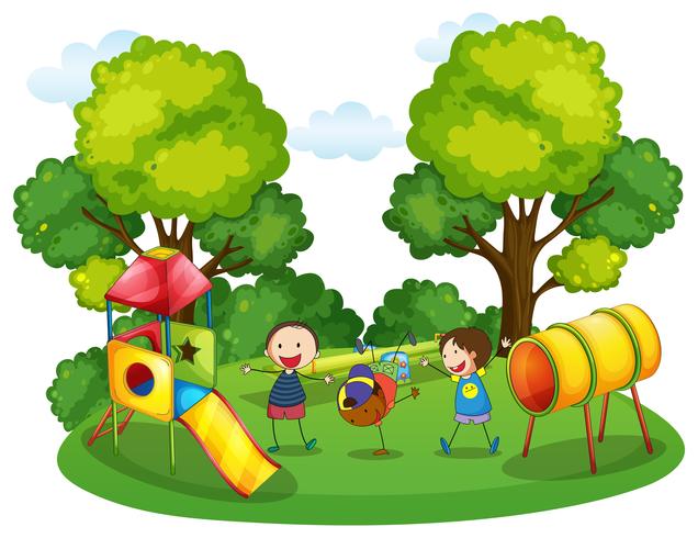 Kids playing in the playground vector