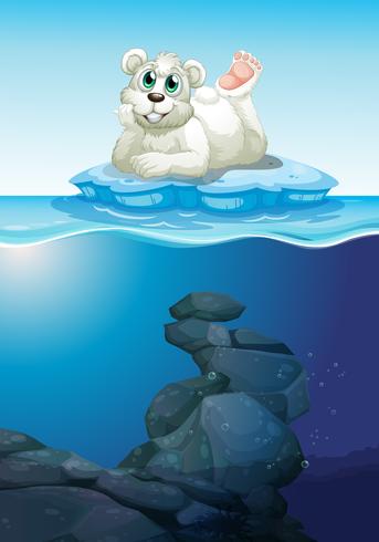 Scene with polar bear and underwater vector