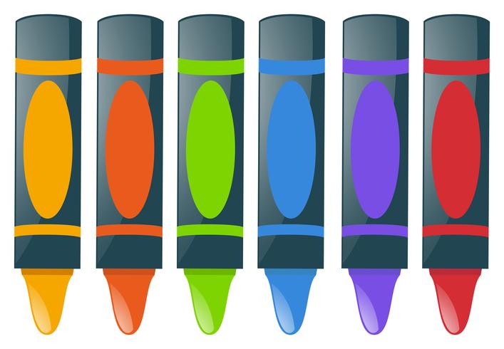 Crayones en muchos colores vector