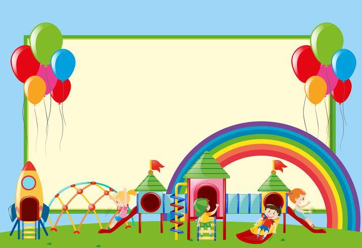 Border template with kids at playground vector