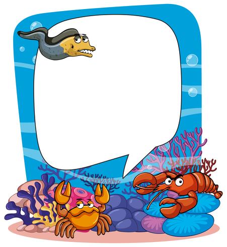 Frame template with animals in the sea