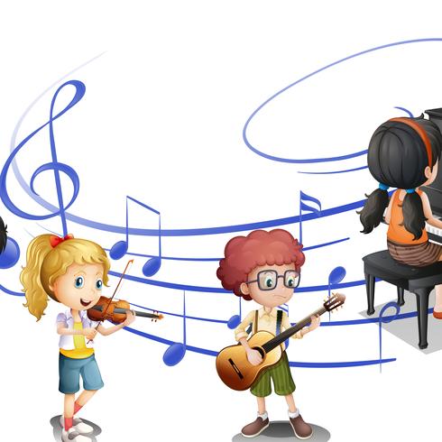 Many kids playing music together - Download Free Vectors, Clipart ...