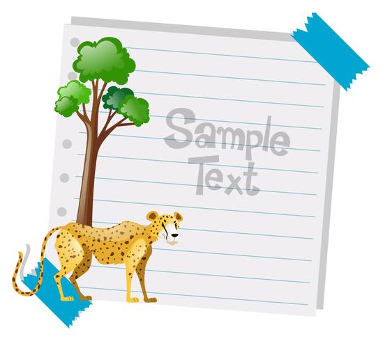 Paper template with cheetah in background vector