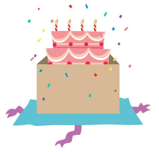 Birthday cake with candles in the box vector