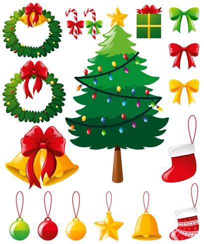 Christmas tree and other ornaments vector