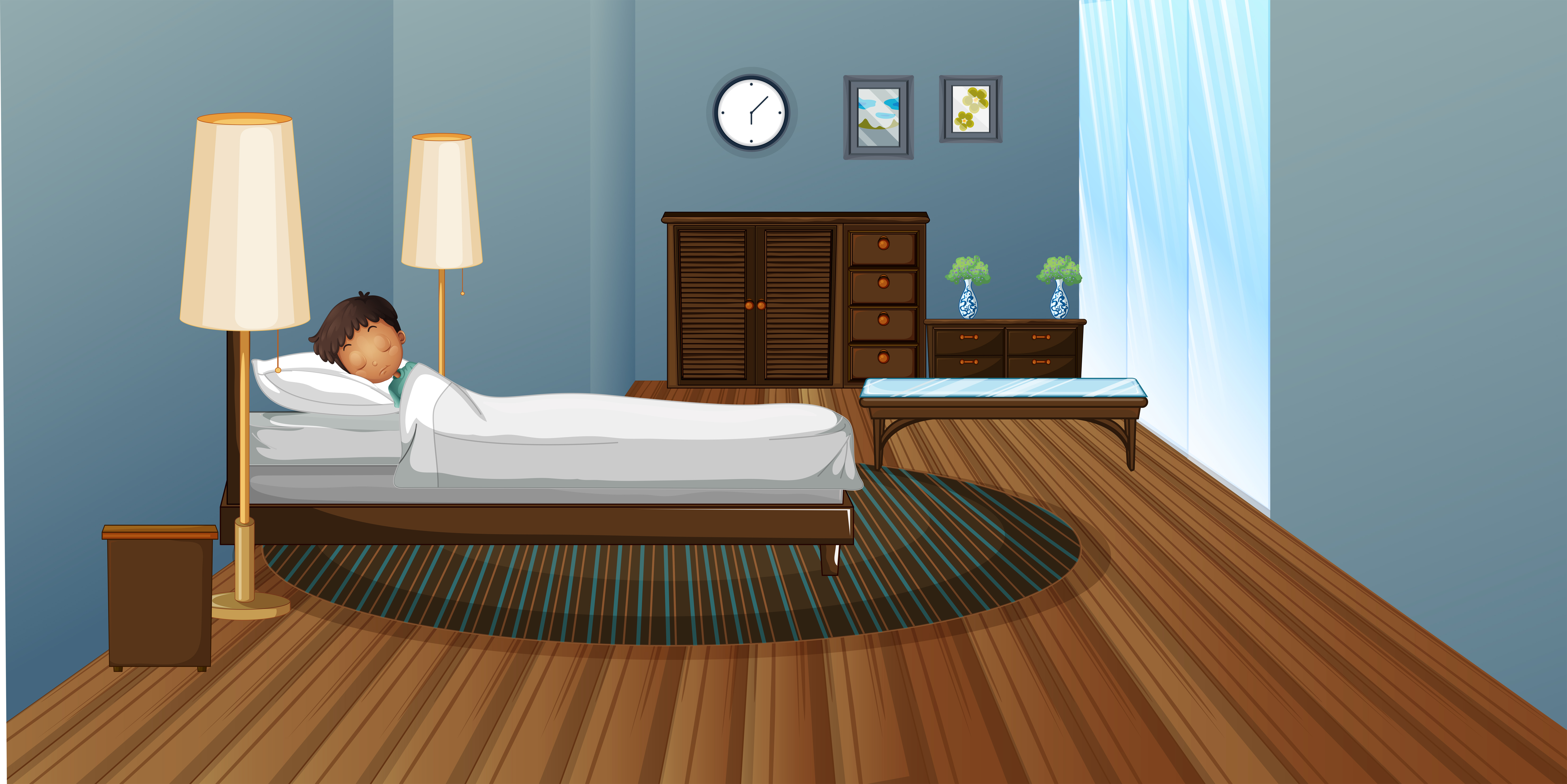 Little boy sleeping in bedroom - Download Free Vectors ...