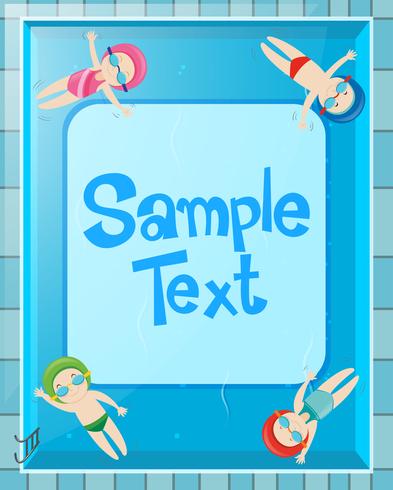 Border design with kids in the pool vector