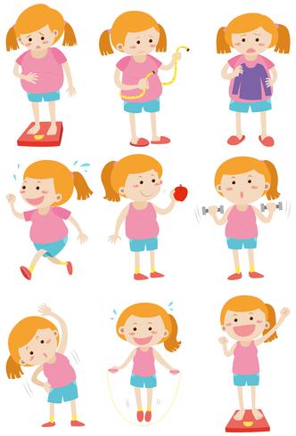 Woman doing activities for losing weight vector